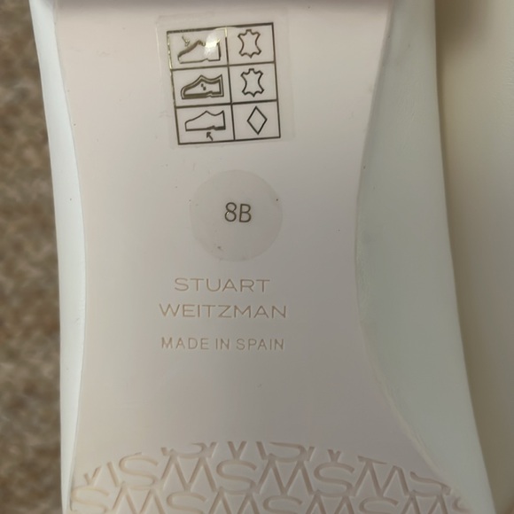 Stuart Weitzman Sleek Bow Leather Ballerina Flats Sz 8 in Seashell Black - Picture 6 of 8